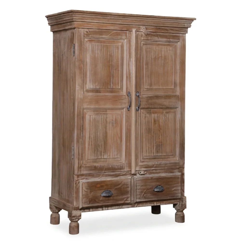 AI Generated Product Image ARMOIRE 2 PORTES / 2 TIROIRS - BOIS DE MANGUIER – Image 1