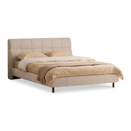 LIT 160 X 200 CM EN TISSU AVEC SOMMIER - BLANC