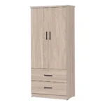 ARMOIRE 2 PORTES + 2 TIROIRS - CHÊNE