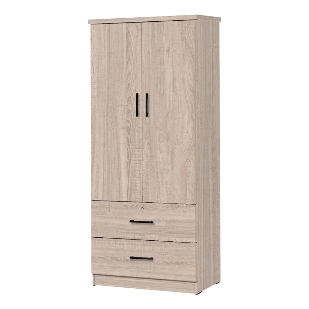 AI Generated Product Image ARMOIRE 2 PORTES + 2 TIROIRS - CHÊNE – Image 1