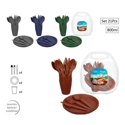 SET VAISSELLE PIQUE-NIQUE 21 PIÈCES