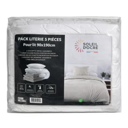 PACK LITERIE LIN 5 PIÈCES 90 X 190 CM