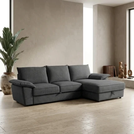 CANAPE D'ANGLE GAUCHE CONVERTIBLE  - GRIS
