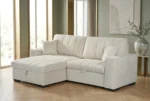 CANAPÉ D'ANGLE RÉVERSIBLE & CONVERTIBLE EN TISSU + COFFRE - BEIGE