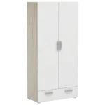 ARMOIRE 2 PORTES +  1 TIROIR - CHENE ET BLANC