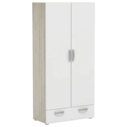 ARMOIRE 2 PORTES +  1 TIROIR - CHENE ET BLANC