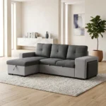 CANAPE D'ANGLE CONVERTIBLE ET REVERSIBLE EN TISSU - GRIS