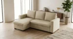 CANAPE D'ANGLE RÉVERSIBLE CONVERTIBLE EN TISSU - BEIGE