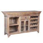 BAR DEMI-LUNE AVEC RANGEMENTS - BOIS DE MANGUIER – Image 2