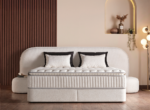 LIT COFFRE + SOMMIER 160X200 CM EN TISSU BOUCLÉ - BLANC – Image 5