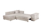 CANAPÉ D'ANGLE DROIT AVEC 2 POUFS TISSU - BEIGE – Image 4