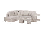 CANAPÉ D'ANGLE DROIT AVEC 2 POUFS TISSU - BEIGE – Image 3