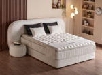 LIT COFFRE + SOMMIER 160X200 CM EN TISSU BOUCLÉ - BLANC – Image 6