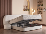 LIT COFFRE + SOMMIER 160X200 CM EN TISSU BOUCLÉ - BLANC – Image 7