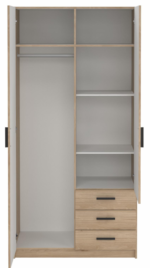 ARMOIRE 2 PORTES 3 TIROIRS - CHÊNE HICKORY – Image 4