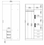 ARMOIRE 2 PORTES 3 TIROIRS - CHÊNE HICKORY – Image 3