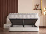 LIT COFFRE + SOMMIER 160X200 CM EN TISSU BOUCLÉ - BLANC – Image 3