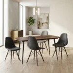 TABLE RECTANGULAIRE + 4 CHAISES SCANDINAVE - NOIR ET MARRON