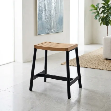 PETIT TABOURET ALUMINOUM - BOIS ET NOIR