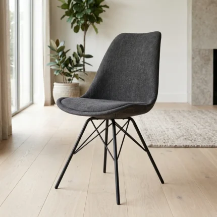 CHAISE TISSU BECKY - GRIS FONCE