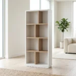 BIBLIOTHEQUE 8 NICHES - BLANC/CHENE