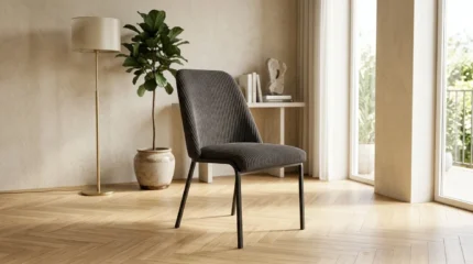 CHAISE EN TISSU - GRIS FONCE