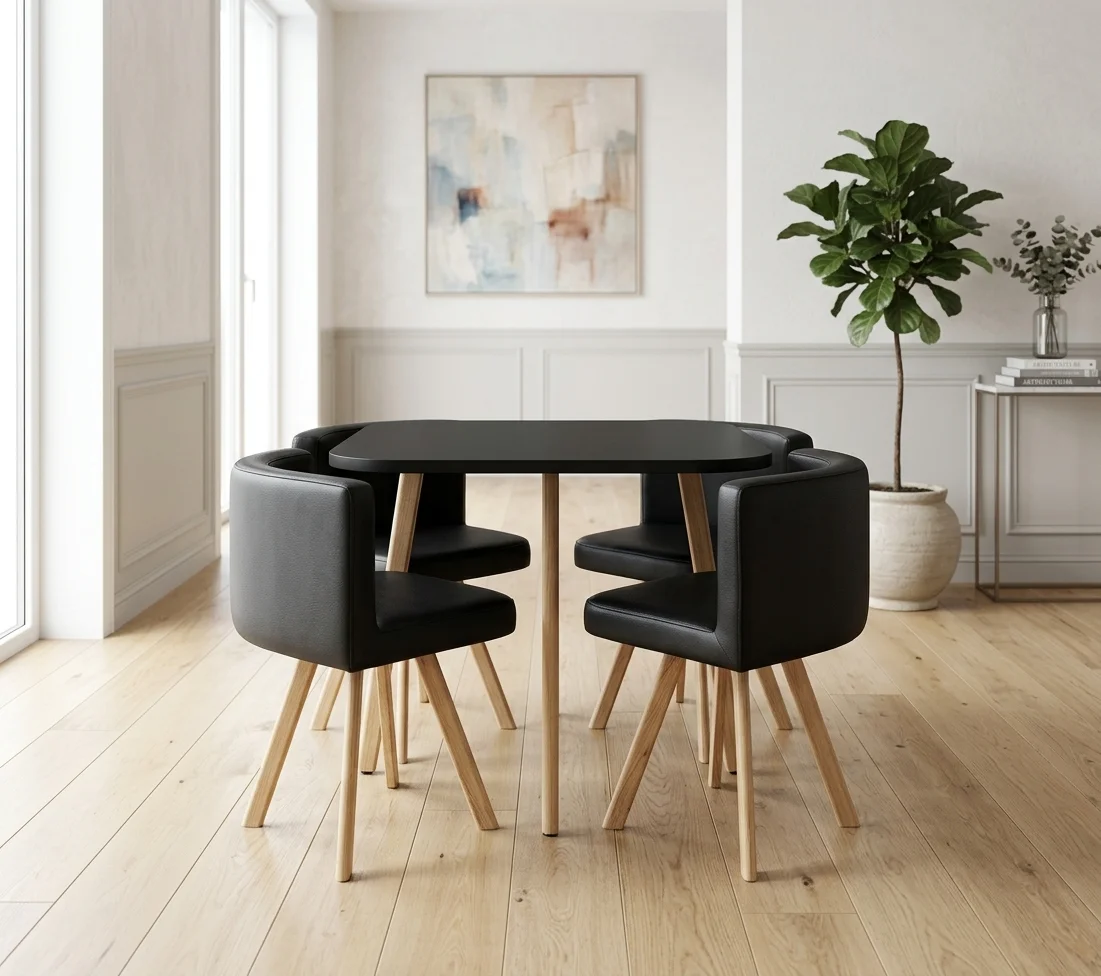 AI Generated Product Image PACK TABLE + 4 CHAISES - NOIR – Image 1