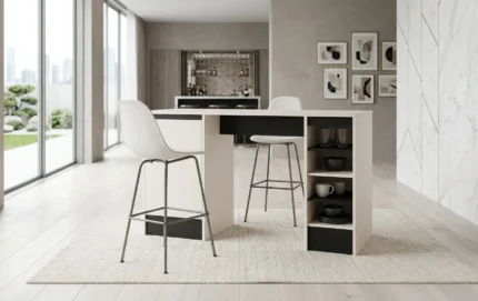 TABLE CUISINE 1 PORTE + 4 NICHES -  BLANC & NOIR