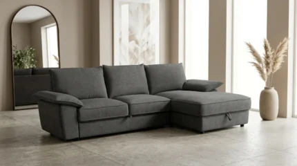 CANAPE D'ANGLE DROIT CONVERTIBLE - GRIS