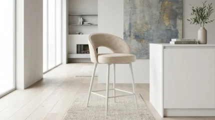 TABOURET BAR BEIGE PIEDS - BLANC