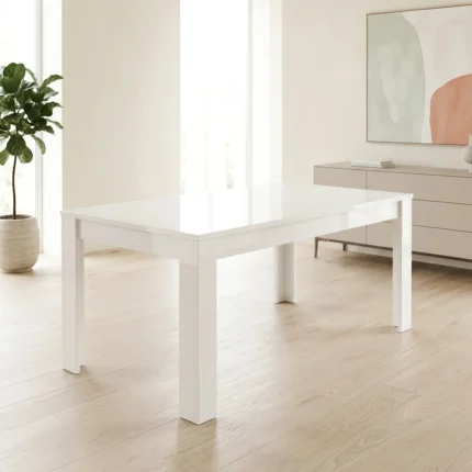 TABLE RECTANGULAIRE AVEC ALLONGE - BLANC