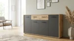 ENFILADE 4 PORTES + 2 TIROIRS - NOIR ET CHÊNE
