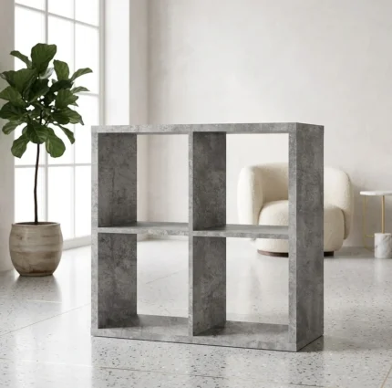 BIBLIOTHEQUE 4 CASES - GRIS BETON