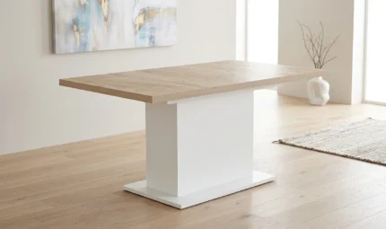 TABLE AVEC ALLONGE 160/200 CM - CHENE ET BLANC