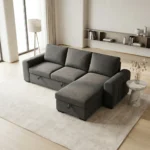 CANAPÉ D'ANGLE RÉVERSIBLE AVEC COFFRE DE RANGEMENT - GRIS FONCÉ