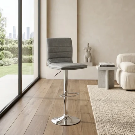 TABOURET BAR EN PU - GRIS