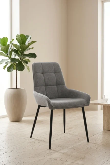CHAISE EN TISSU - GRIS