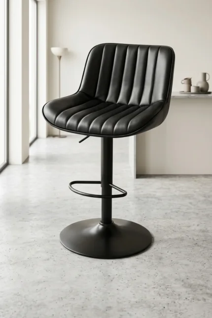 TABOURET DE BAR EN SIMILI CUIR VINTAGE - GRIS FONCÉ