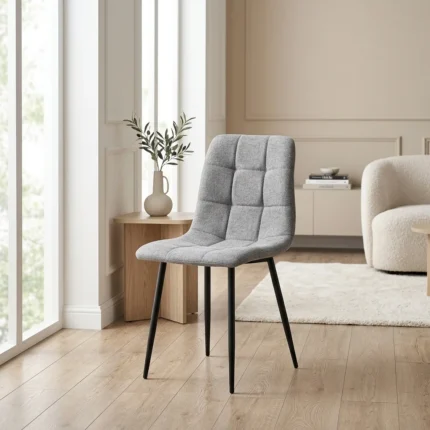 CHAISE EN TISSU - GRIS
