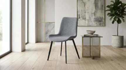 CHAISE EN TISSU - GRIS