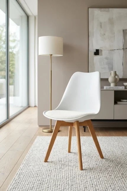 CHAISE SCANDINAVE EN BOIS - BLANC