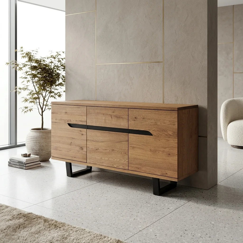 AI Generated Product Image ENFILADE 3 PORTES - BOIS DE CHÊNE MASSIF – Image 1