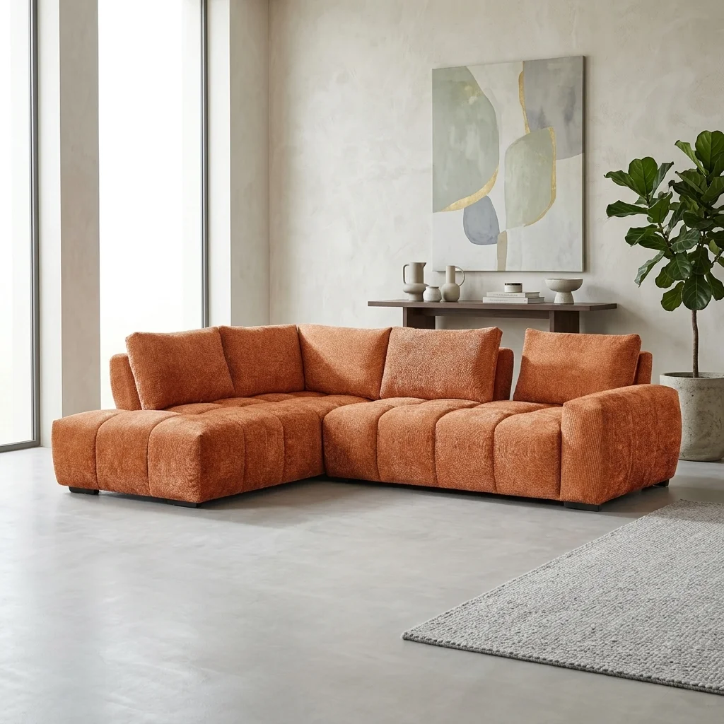 AI Generated Product Image CANAPÉ D'ANGLE GAUCHE EN TISSU - TERRACOTTA – Image 1