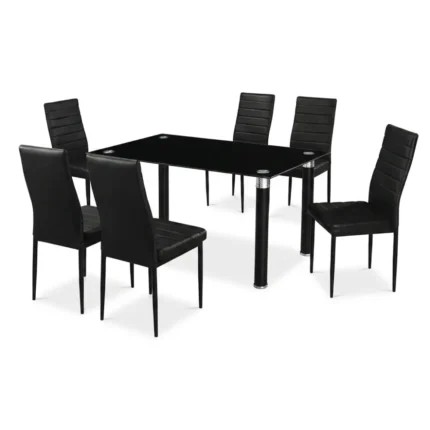 TABLE À MANGER + 6 CHAISES - NOIR