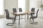TABLE À MANGER  + 6 CHAISES - GRIS ET BOIS