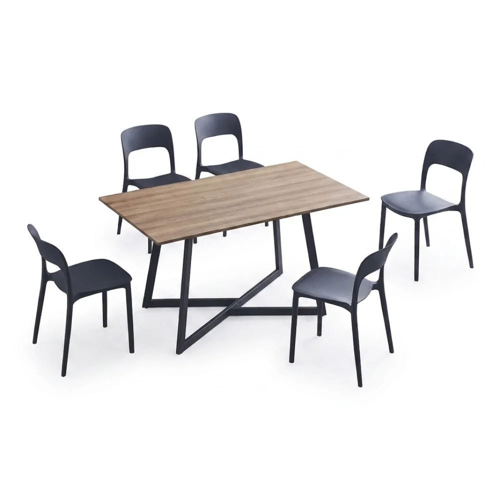 AI Generated Product Image TABLE + 4 CHAISE - CHËNE ET NOIR – Image 1