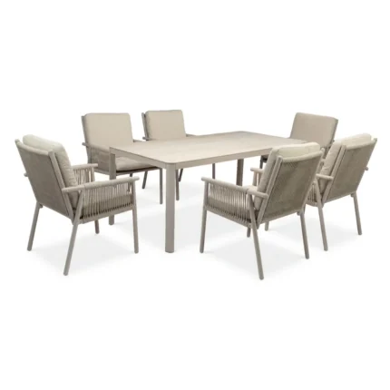 TABLE RECTANGLE + 6 CHAISES - ALUMINIUM