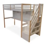 LIT MEZZANINE AVEC BUREAU 90X190 - BLANC ( AVEC SOMMIER )