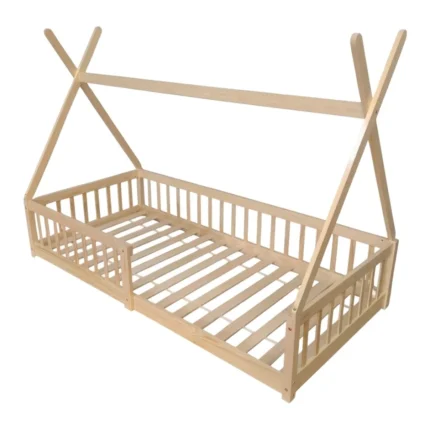 LIT TIPI 90X190 - BOIS NATUREL ( AVEC SOMMIER )