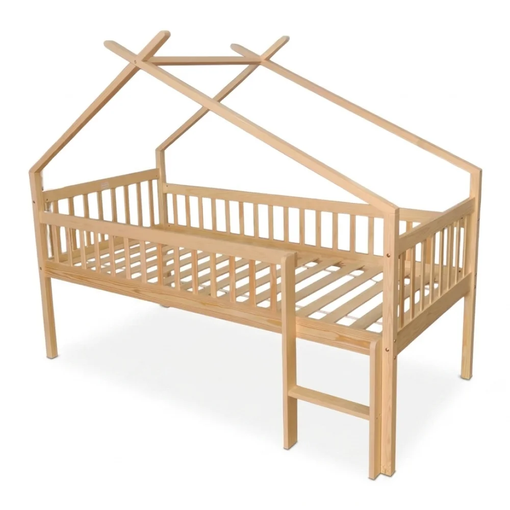 AI Generated Product Image LIT TIPI SURÉLEVÉ 90X190 - BOIS NATUREL ( AVEC SOMMIER ) – Image 1